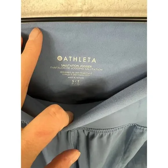 Athleta Women's Salutation High Rise Jogger Pants High Waist Blue Size S/T - Picture 4 of 7